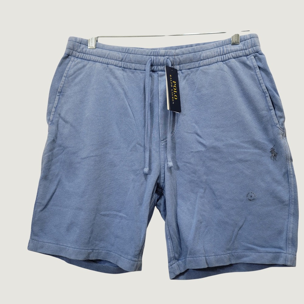 NWT Polo Ralph Lauren Mens Small Blue Fleece Sweat Shorts Blue Pony Logo Pull On